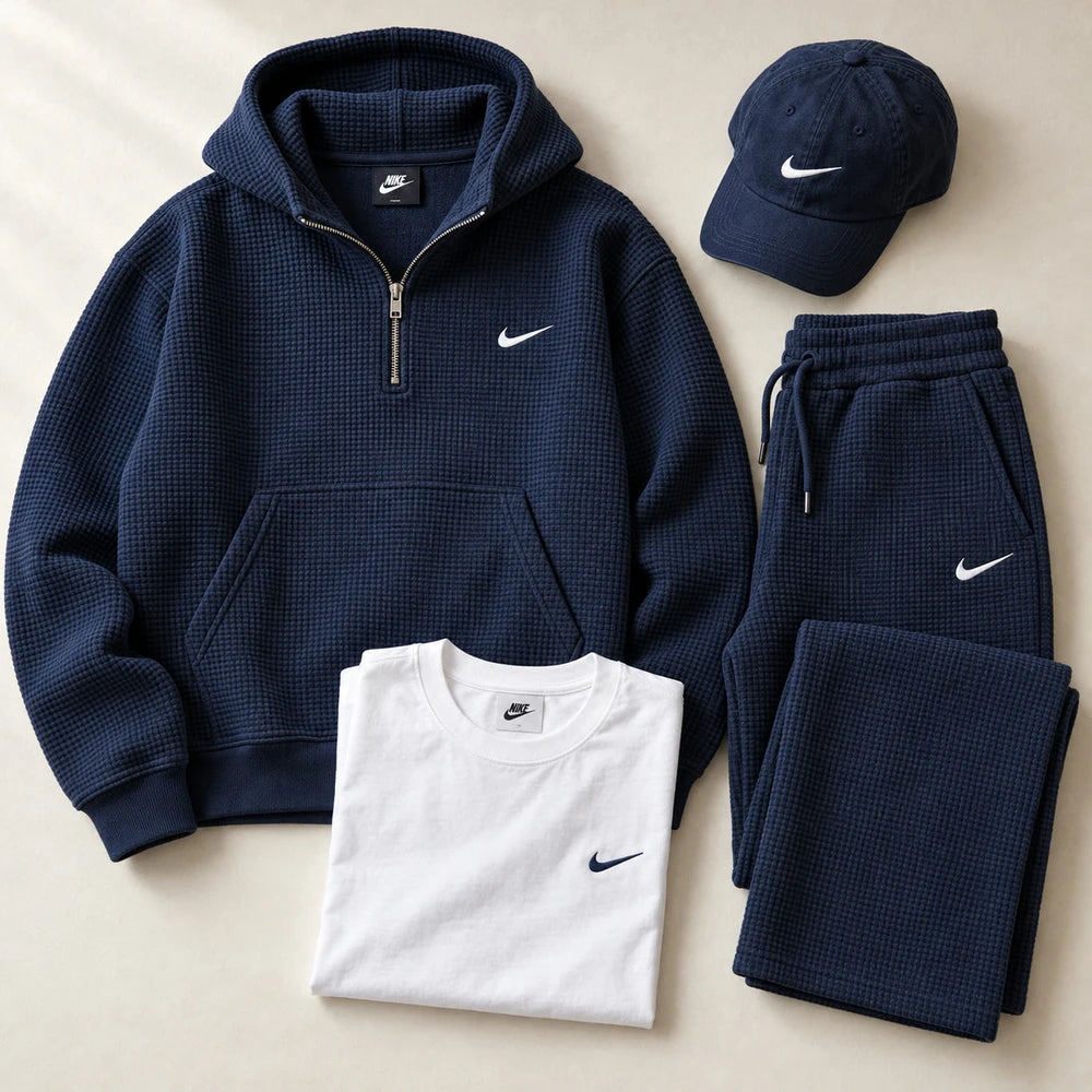 Waffle Quarter-Zip Hoodie Set