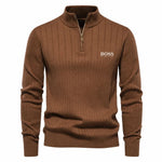 Ribbed Quarter Zip Knit Sweater