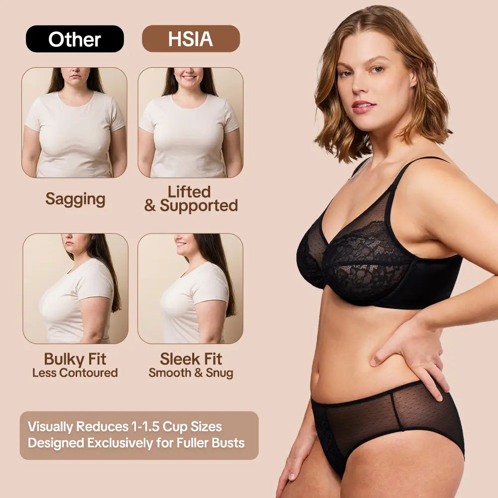HSIA Enchante Floral Lace Plus Size Minimizer Bra