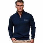 Ribbed Quarter Zip Knit Sweater