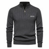 Ribbed Quarter Zip Knit Sweater