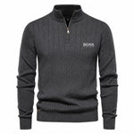 Ribbed Quarter Zip Knit Sweater